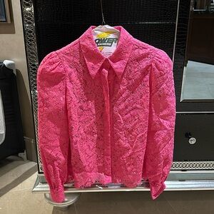 L’Agence xs/t pink lace button up blouse
